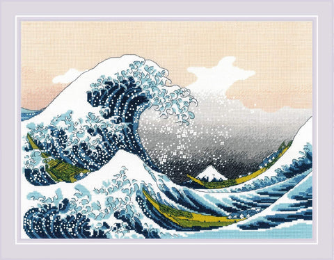 RIOLIS: The Great Wave off Kanagawa after K. Hokusai Artwork. Siuvinėjimo rinkinys iš RIOLIS Nr.: 2186 - HOBI.LT 🇱🇹