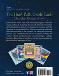 Oracle kortų rinkinys The Heart Path — knygos nugarėlė su paskleistomis spalvotomis kortomis, autoriaus ir kainos informacija