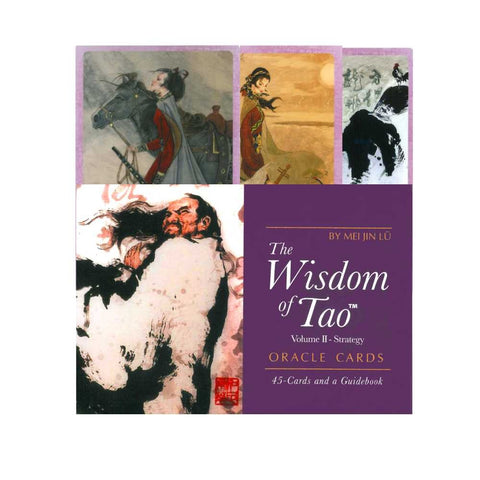 Orakulo kortos "The Wisdom of Tao" II tomas, violetinė dėžutė su 45 kortomis ir vadovėliu, viršelyje kinų tapybos motyvai