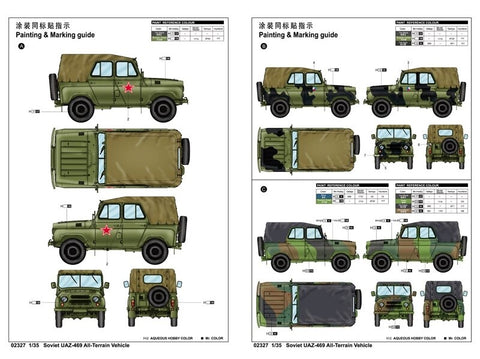 Trumpeter sovietinis UAZ-469 visureigis, plastikinis modelis 1/35