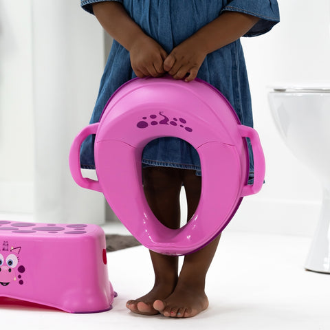 Vaikiška neslystanti tualeto sėdynė su rankenėlėmis „Rožinis drakonas“ – My Carry Potty