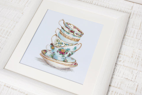 Luca - s: Turquoise Tea Cups SBA2325 - siuvinėjimo kryželiu rinkinys - HOBI.LT 🇱🇹