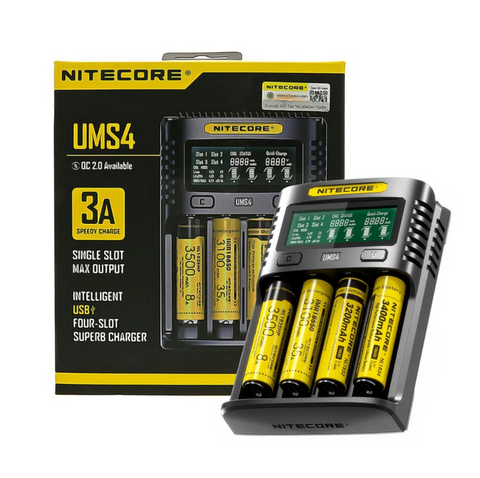 Nitecore UMS4 išmanus 4 lizdų USB baterijų įkroviklis su LCD