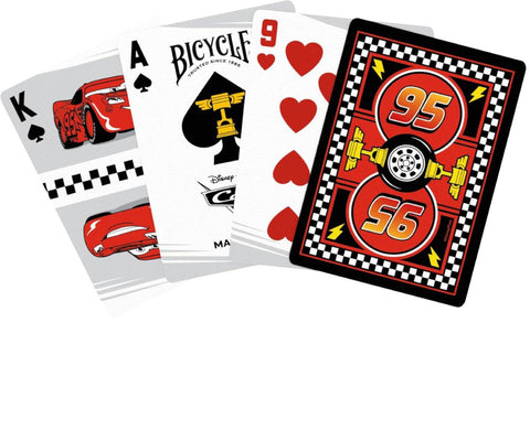 Bicycle Disney Cars žaidimo kortos – 52 kortos, pokeriui ir triukams