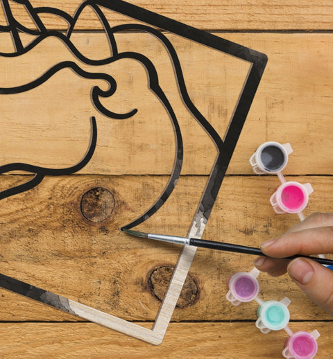 Medinis 3D spalvinimo paveikslas „Vienaragis“ – Splat Planet rinkinys su dažais ir teptukais, 25×25 cm