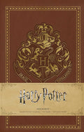 Harry Potter užrašinė rudos odos viršeliu su auksiniu Hogvartso herbu ir smėlio juosta su logotipu, kišeninė, 192 pusl.