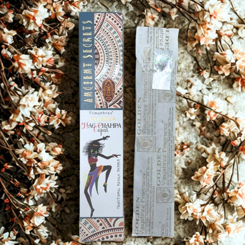 Vijayshree Golden Copal & Nag Champa smilkalai – meditacijai, ramybei