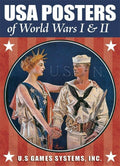 Plakatas „USA Posters of World Wars I & II“ – raudonas ir mėlynas vintage viršelis su jūreiviu ir Laisvės simboliu, parduotuvės produkto vaizdas
