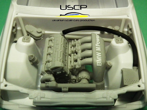 USCP BMW M3 E30 variklio skyriaus ypač detalus rinkinys 1/24 (Beemax/NuNu)
