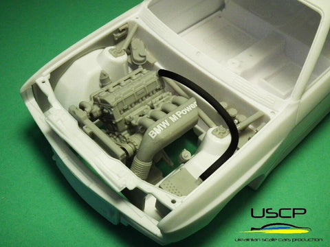 USCP BMW M3 E30 variklio skyriaus ypač detalus rinkinys 1/24 (Beemax/NuNu)