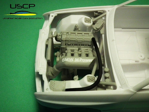 USCP BMW M3 E30 variklio skyriaus ypač detalus rinkinys 1/24 (Beemax/NuNu)