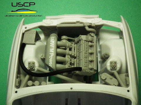 USCP BMW M3 E30 variklio skyriaus ypač detalus rinkinys 1/24 (Beemax/NuNu)