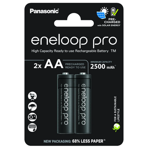 Panasonic Eneloop Pro AA 2500mAh įkraunamos baterijos 2 vnt.