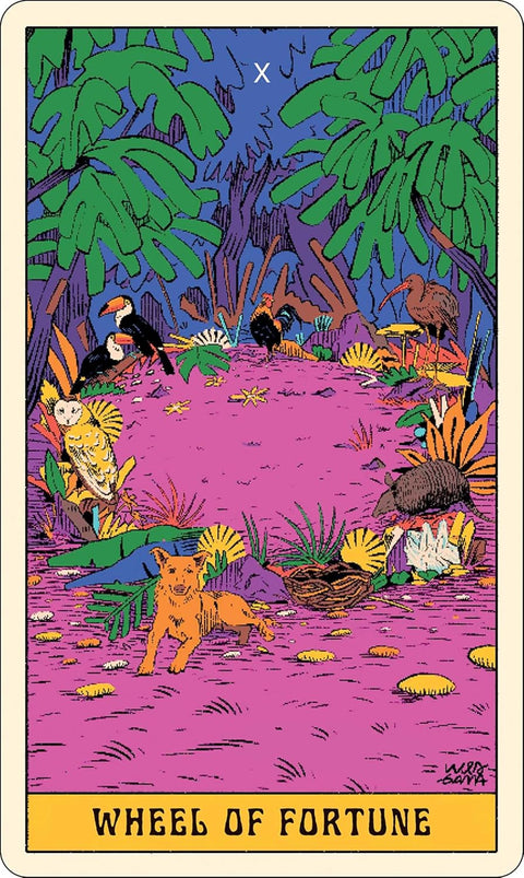 Mystical Forest taro kortos – 78 kortų Rider–Waite kaladė su anglišku vadovu