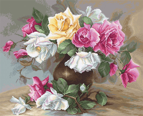 Vase with Roses SB587 - siuvinėjimo kryželiu rinkinys