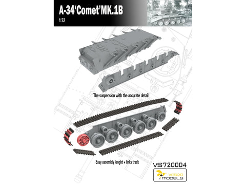 Vespid Models A34 Comet Mk.1B britų tankas 1/72 plastikinis modelis