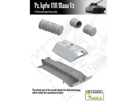 Vespid Models Maus V2 vokiečių super sunkus tankas 1/72, plastikinis rinkinys