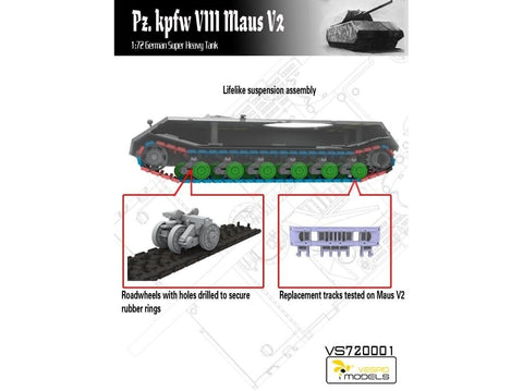 Vespid Models Maus V2 vokiečių super sunkus tankas 1/72, plastikinis rinkinys