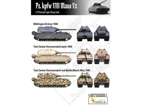Vespid Models Maus V2 vokiečių super sunkus tankas 1/72, plastikinis rinkinys