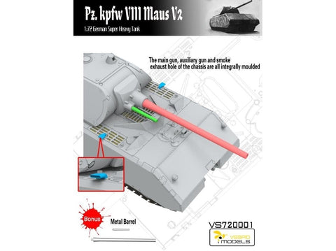 Vespid Models Maus V2 vokiečių super sunkus tankas 1/72, plastikinis rinkinys