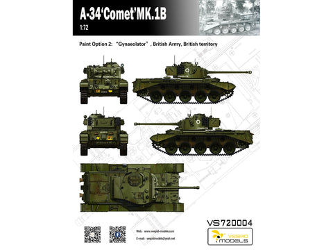 Vespid Models A34 Comet Mk.1B britų tankas 1/72 plastikinis modelis