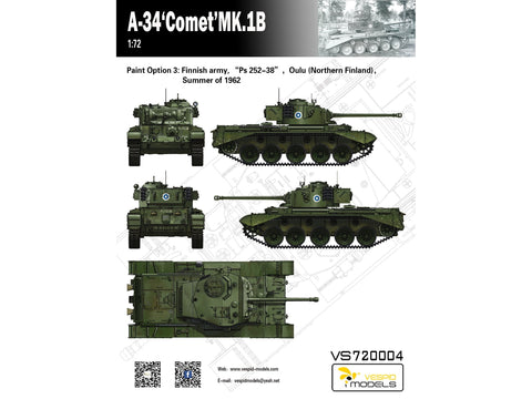 Vespid Models A34 Comet Mk.1B britų tankas 1/72 plastikinis modelis