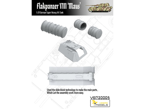 VESPID Flakpanzer VIII Maus 1/72 plastikinis surenkamas tanko modelis