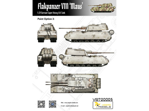 VESPID Flakpanzer VIII Maus 1/72 plastikinis surenkamas tanko modelis