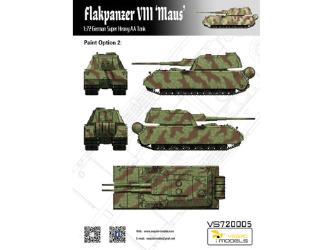 VESPID Flakpanzer VIII Maus 1/72 plastikinis surenkamas tanko modelis