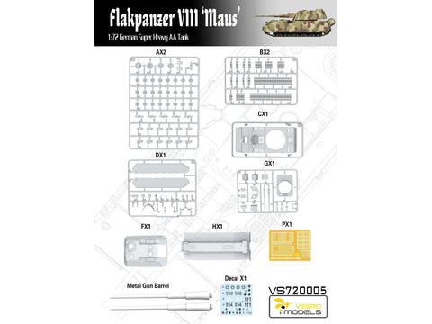 VESPID Flakpanzer VIII Maus 1/72 plastikinis surenkamas tanko modelis