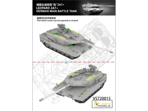 VESPID Leopard 2A7+ vokiečių pagrindinis tankas 1/72 rinkinyje