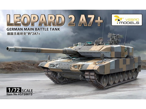 VESPID Leopard 2A7+ vokiečių pagrindinis tankas 1/72 rinkinyje