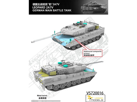 Vespid Models Leopard 2A7V tankas 1/72 – plastikinis surenkamas rinkinys