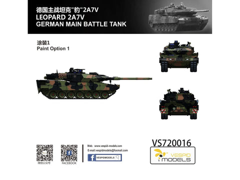 Vespid Models Leopard 2A7V tankas 1/72 – plastikinis surenkamas rinkinys