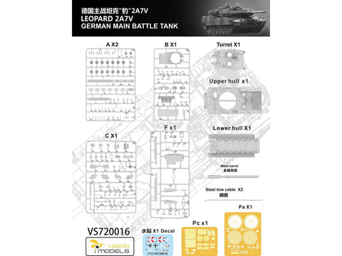 Vespid Models Leopard 2A7V tankas 1/72 – plastikinis surenkamas rinkinys