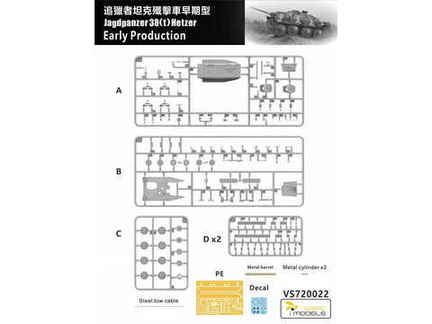 VESPID Jagdpanzer 38(t) Hetzer ankstyvas 1/72 tanko modelis