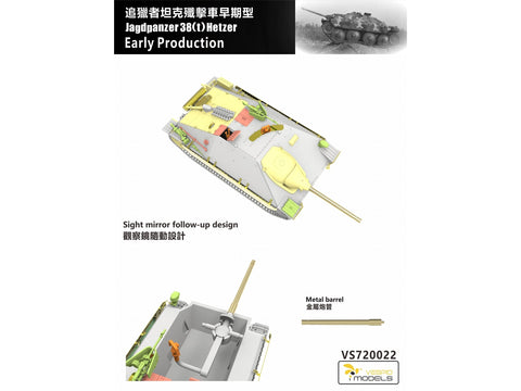 VESPID Jagdpanzer 38(t) Hetzer ankstyvas 1/72 tanko modelis