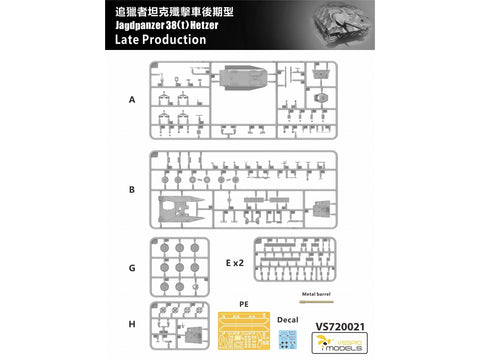 VESPID Models Jagdpanzer 38(t) Hetzer vėlyvasis 1/72 plastikinis rinkinys