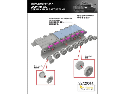 Vespid Models Leopard 2A7 vokiečių tankas 1/72 – plastikinis surinkimo modelis
