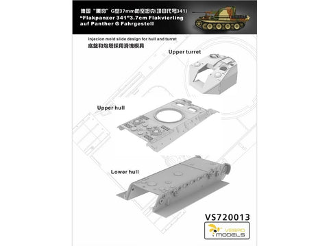 Vespid Flakpanzer 341 Panther G 3,7 cm Flakzwilling 1/72, plastikinis modelis
