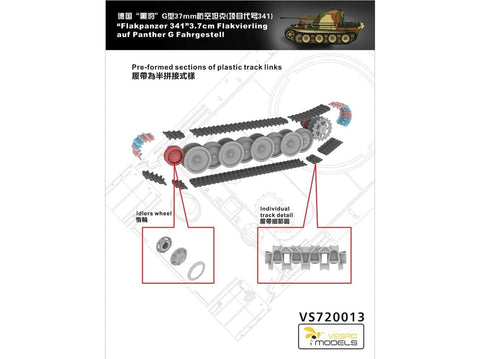 Vespid Flakpanzer 341 Panther G 3,7 cm Flakzwilling 1/72, plastikinis modelis