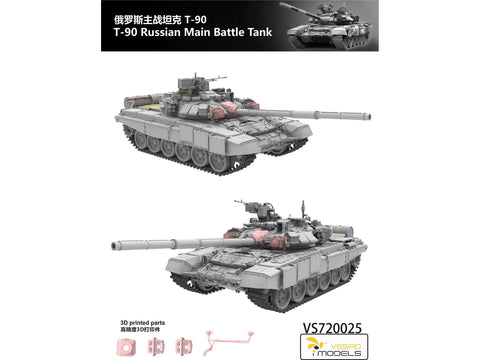 Vespid Models T-90 (1992) rusų kovos tankas 1/72 – plastikinis modelio rinkinys