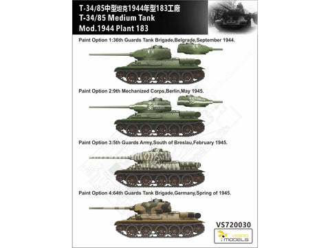 T-34/85 1944 plastikinis tanko modelis 1/72 Vespid