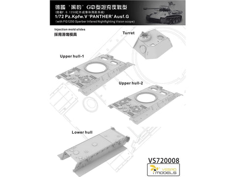 Vespid Pz.Kpfw V Panther Ausf.G 1/72 su FG1250 IR prožektoriumi modelis