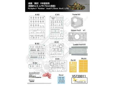 Vespid Pz.Kpfw.V Panther F 1/72 plastikinis surinkimo rinkinys (75 mm L/70)