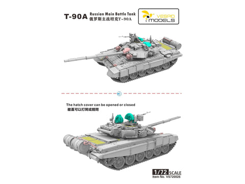 VESPID T-90A rusiškas mūšio tankas 1/72 plastikinis surenkamas modelis