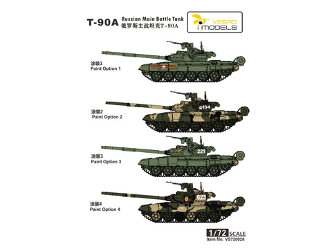 VESPID T-90A rusiškas mūšio tankas 1/72 plastikinis surenkamas modelis