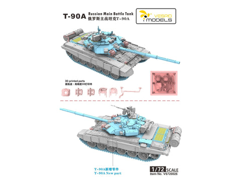VESPID T-90A rusiškas mūšio tankas 1/72 plastikinis surenkamas modelis