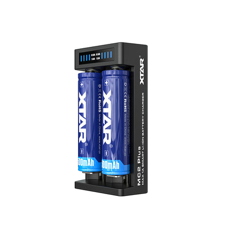 XTAR MC2 Plus greitas 2 lizdų Li-ion baterijų įkroviklis 1A