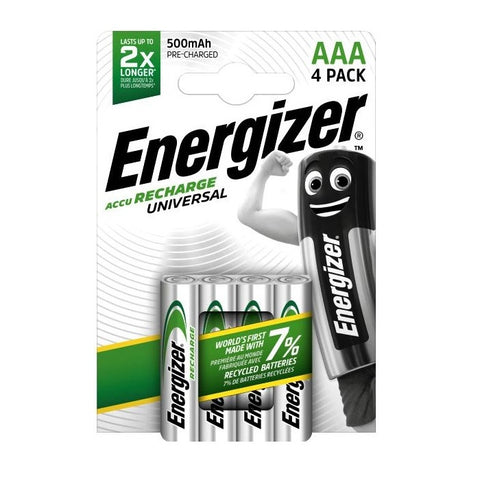 Energizer Universal AAA įkraunamos baterijos 500 mAh, 4 vnt.